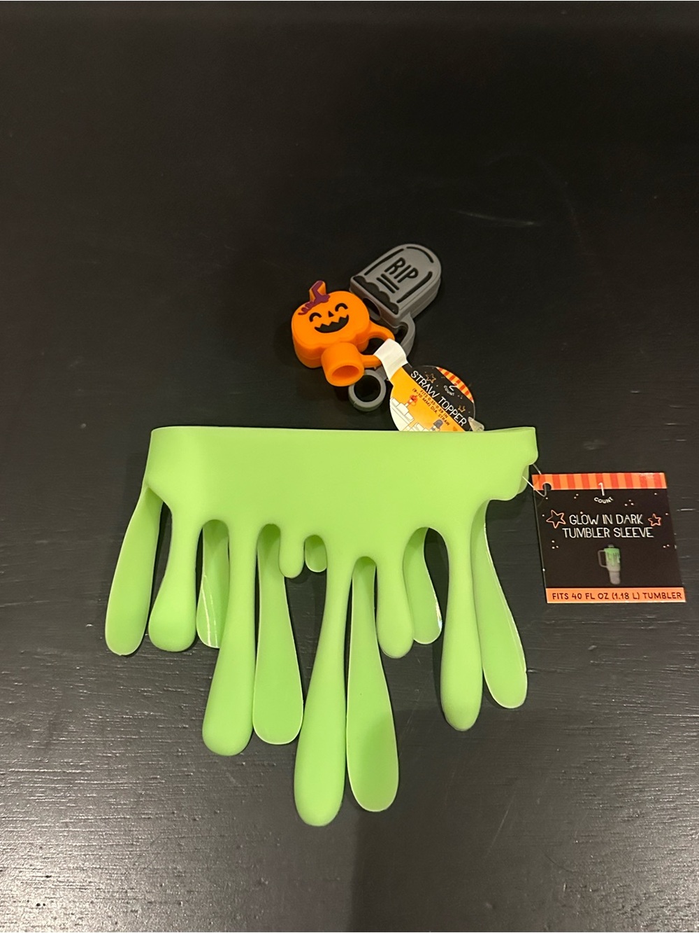 Stanley Halloween Quencher 40 oz + Glow in the Dark Slime Sleeve & Straw Toppers - Picture 3 of 6